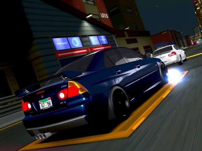 Need for Speed Unbound PC gameplay screenshot showing custom car in urban night scene