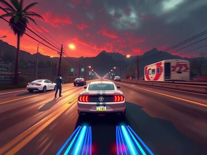Need for Speed Carbon gameplay on ultrawide monitor showing interface stretching issues
