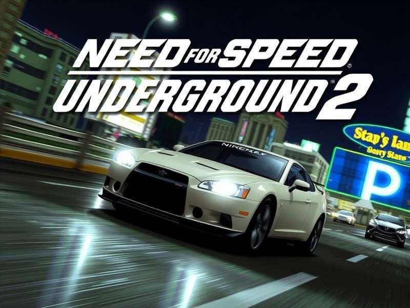 Neon-lit street racing scene at night