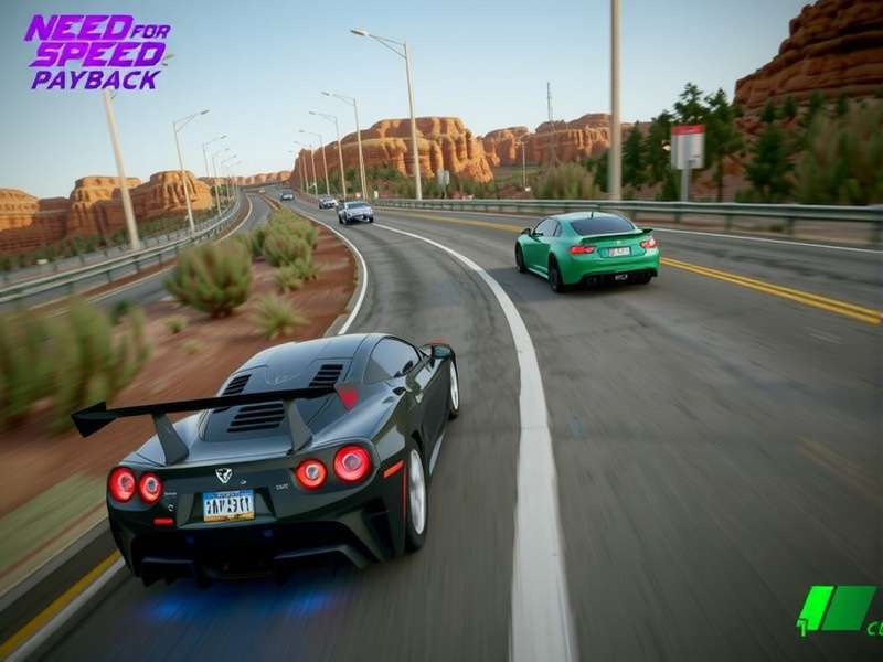 Need for Speed Payback hero image showing Tyler's BMW M5 and Mac's Ford Mustang drifting through Fortune Valley city streets at night