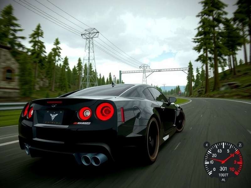 Need for Speed Carbon heavily modded with visual enhancements showing a Nissan Skyline in Palmont City at night