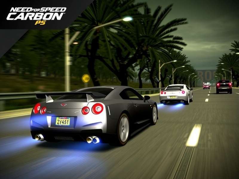 Need for Speed Carbon PS3 gameplay screenshot showing a canyon duel at night