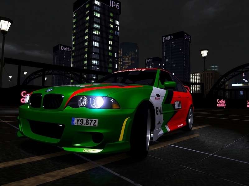 Need for Speed Most Wanted iconic BMW M3 GTR in urban night scene