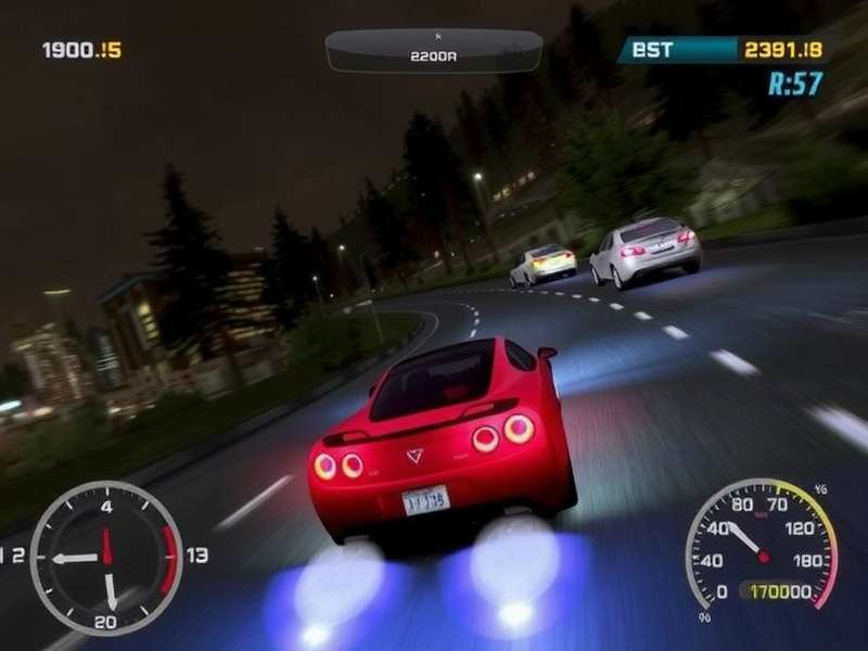 Need for Speed Most Wanted gameplay screenshot showing a car chase