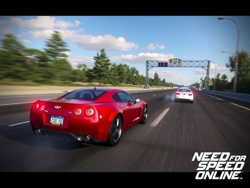 Need for Speed Online gameplay screenshot showing night racing scene