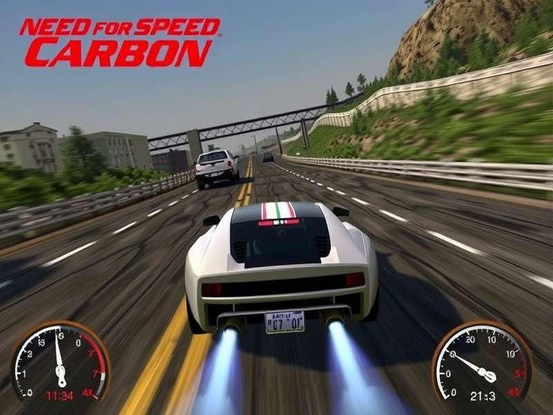 Need for Speed Carbon gameplay screenshot showing canyon duel