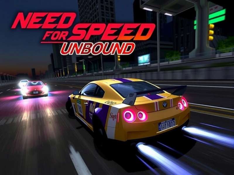 Need for Speed Unbound gameplay screenshot showing a custom car in a neon city