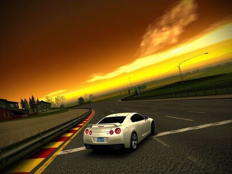 Need For Speed Carbon gameplay screenshot showing canyon drift battle in Palmont City at sunset